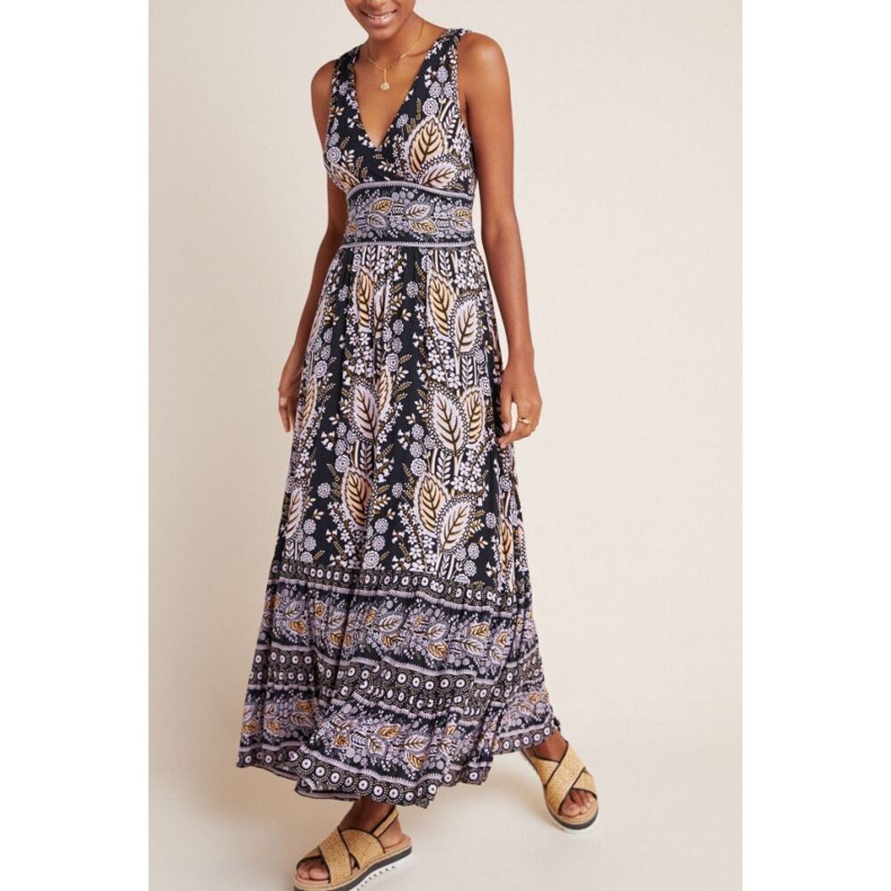 Maeve X Anthropologie Giulietta Tiered Maxi Full Length Dress Floral Sleeveless - Picture 1 of 14